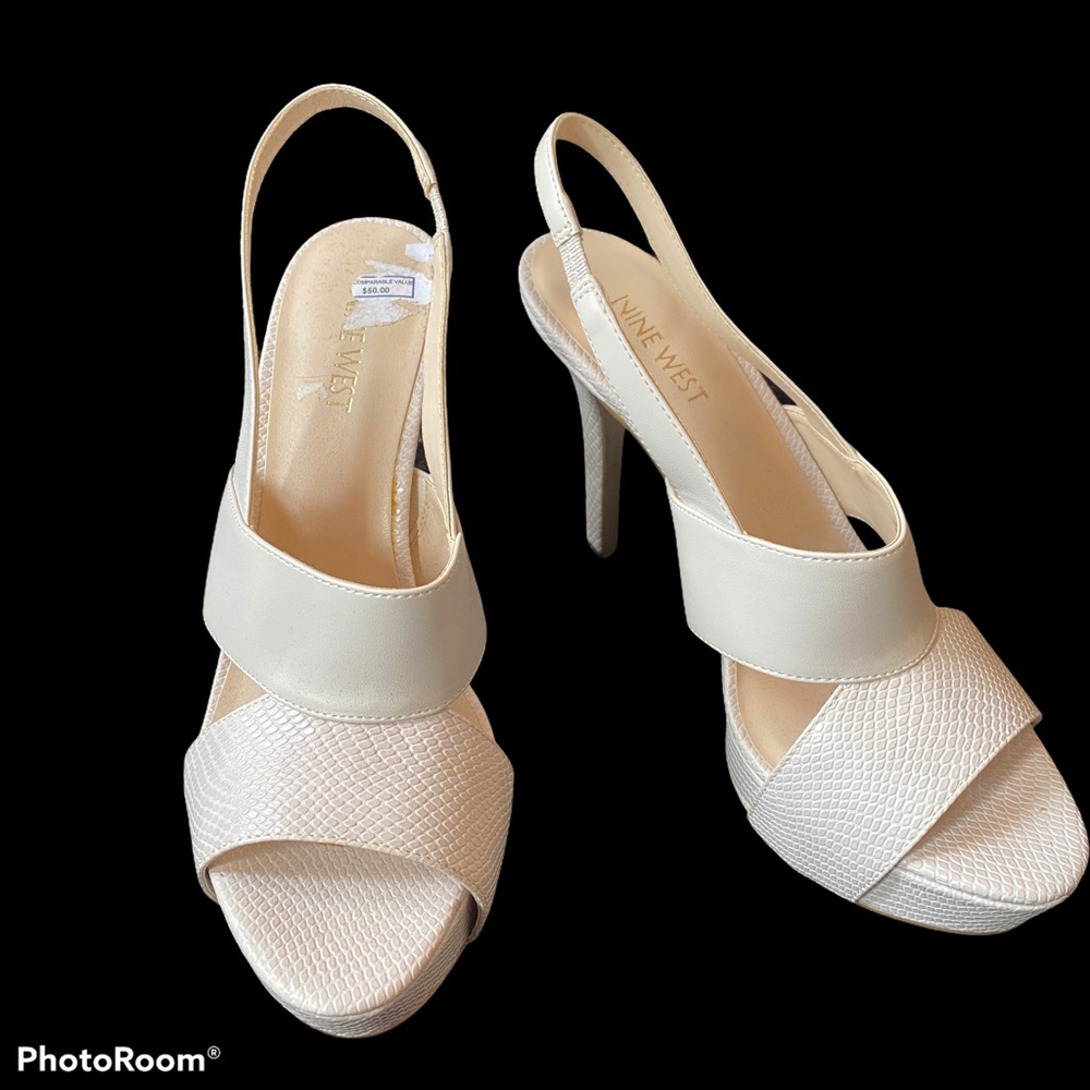 Nine West beige slip on sandal pumps